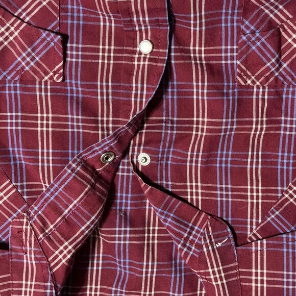 Plains Western Wear Red Mens Pearl Snap Button Down Short Sleeve Shirt Size L - Picture 5 of 10